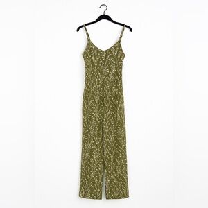 Hawthorn Olive Green Floral Spaghetti Strap Jumpsuit – Size Small